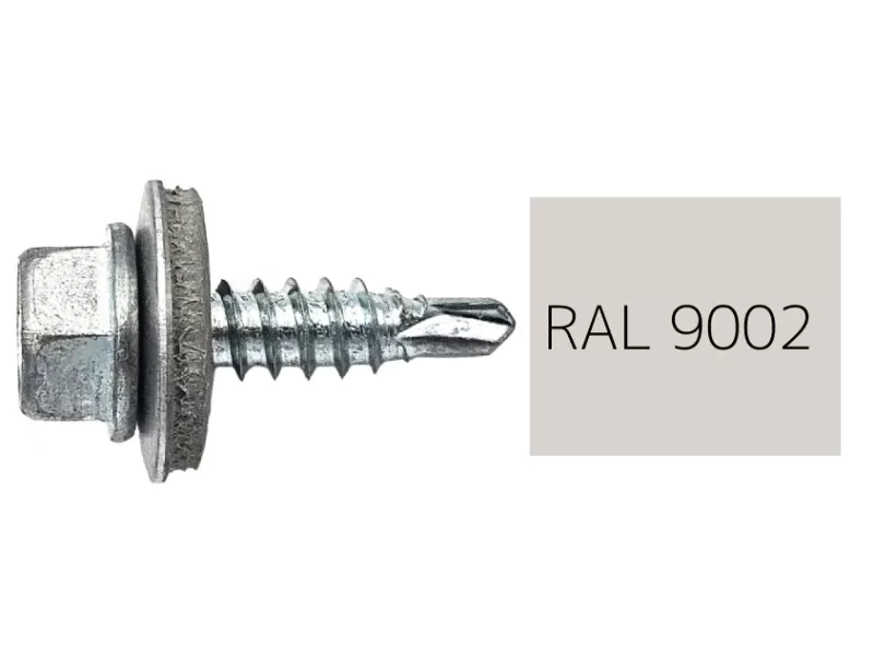 Hatlapfejű  fűzőcsavar EPDM alátéttel 4,8x19mm RAL9002 (fehér)