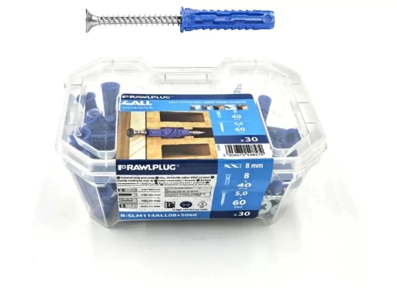 Nagyteljesítményű nylon dübel 10x50 mm + Süllyesztett fejű csavar 6x60mm (14db/csomag)