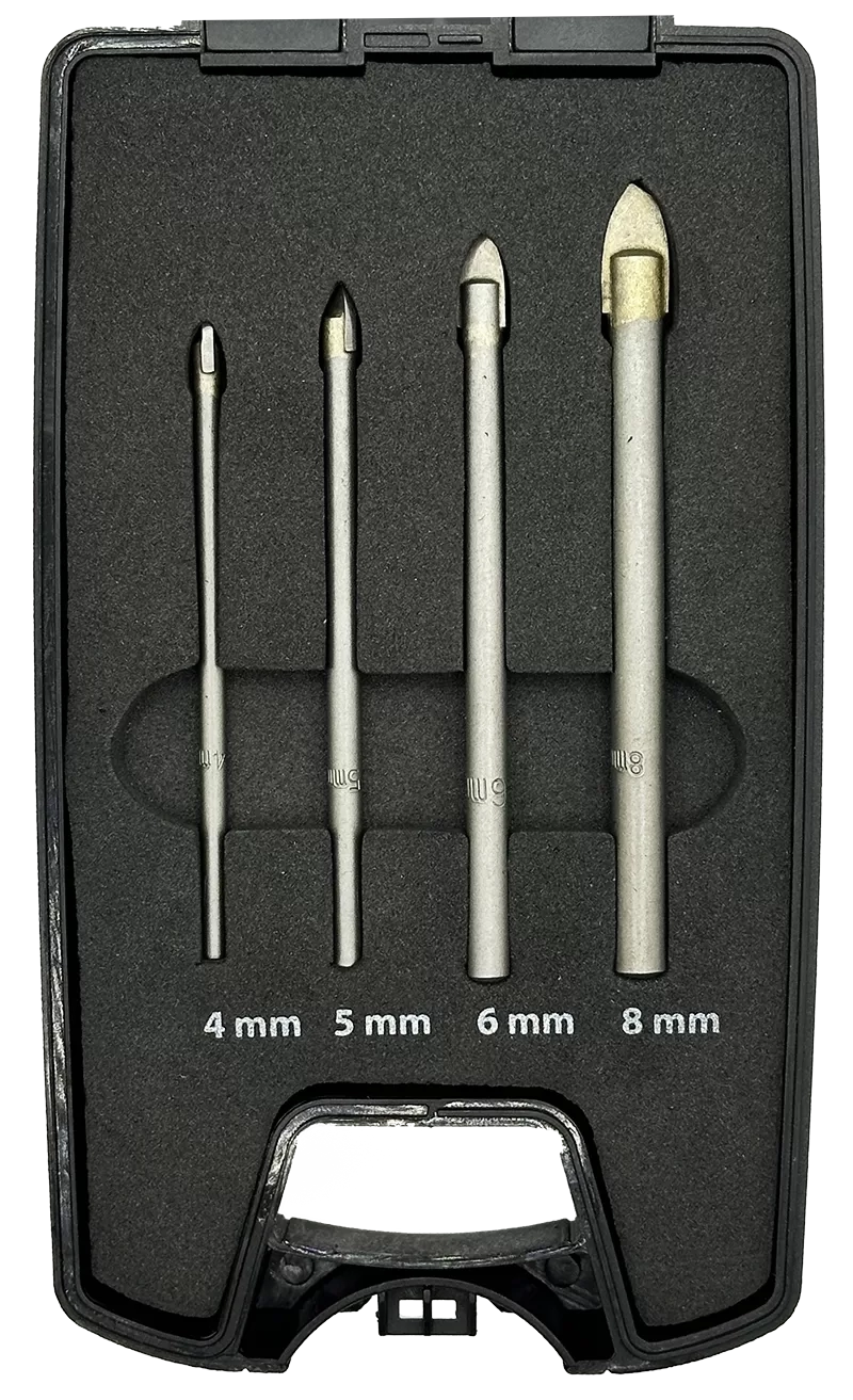 4 részes üvegfúró készlet / D 4,0 | 5,0 | 6,0 | 8,0 mm