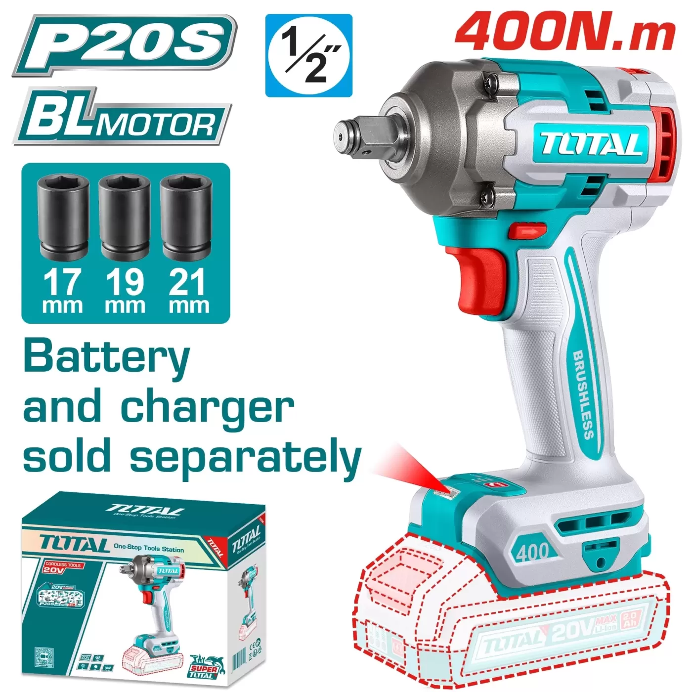 Li-ion akkus ütvecsavarozó 400Nm/1/2″/ INDUSTRIAL (Nincs akkumulátor)
