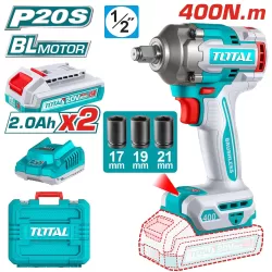 Li-ion akkus ütvecsavarozó 400Nm/1/2″/ INDUSTRIAL (SET Akkumulátor 2x2Ah, Töltő, Koffer)