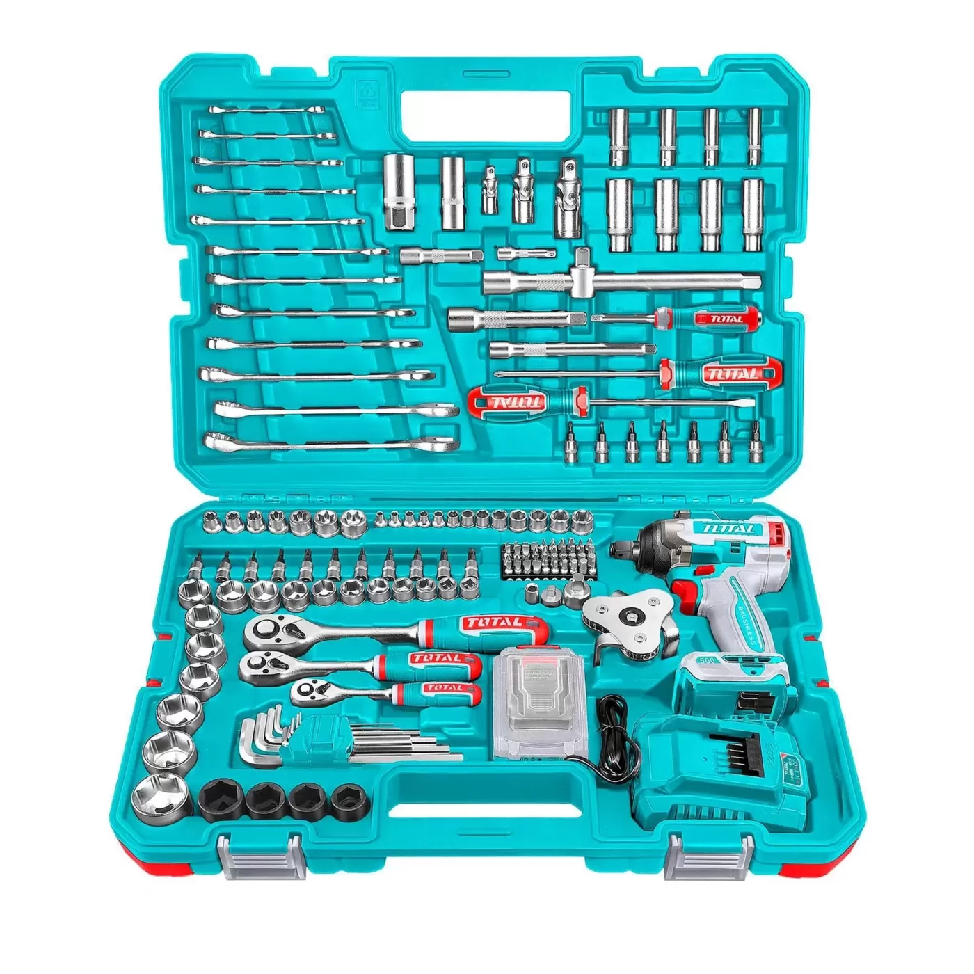 Li-ion akkus ütvecsavarozó 500 Nm/152db-os kéziszerszám készlet/INDUSTRIAL