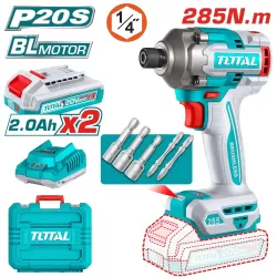 Akkus ütvecsavarozó 285Nm/6,35mm/ INDUSTRIAL (SET Akkumulátor 2x2Ah, Töltő4A, Táska)