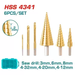 6db-os lépcsős fúró és fúrókészlet HSS 4341/ INDUSTRIAL