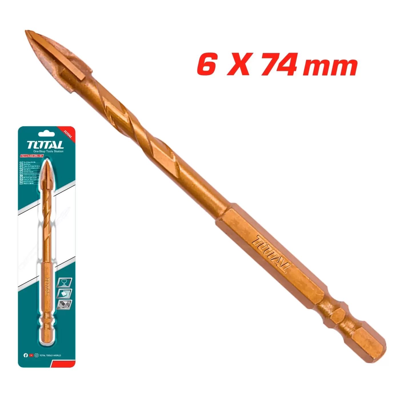 HEX Csempe- és üvegfúró 6x74mm /IND