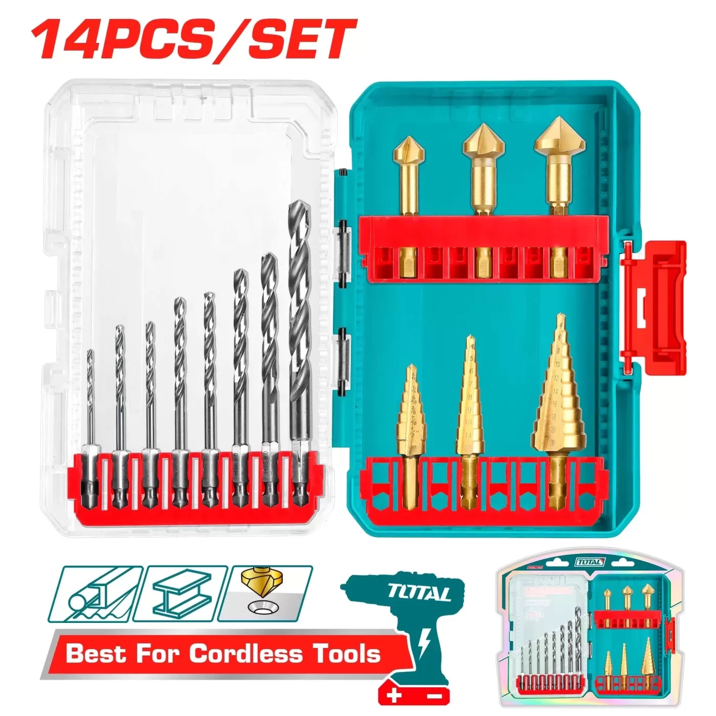 14 darabos fúrókészlet / INDUSTRIAL