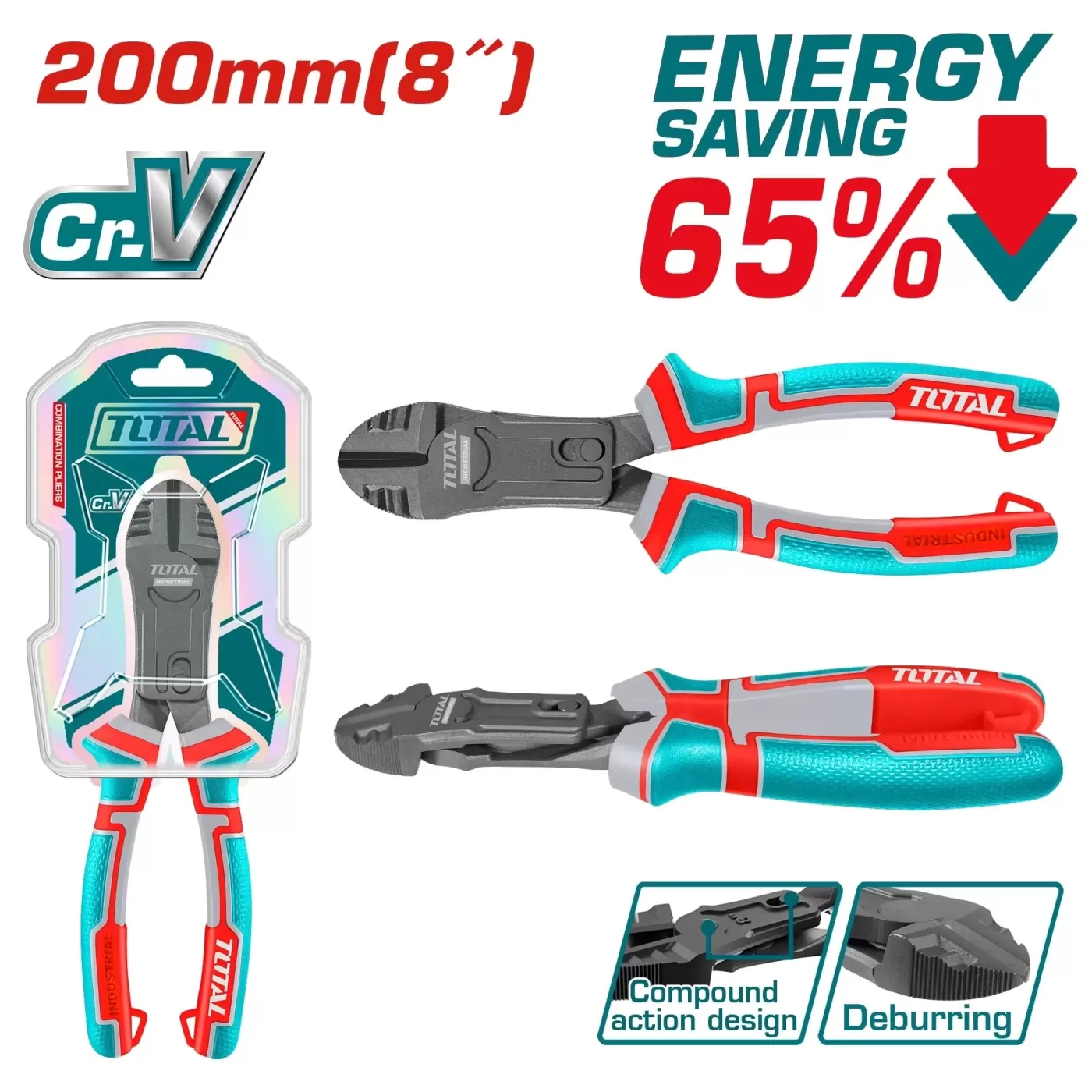 Nagy áttételű oldalcsípő fogó 200mm/ -65%energia/ INDUSTRIAL