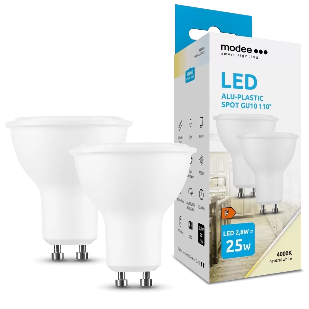 Modee Lighting LED Izzó Spot Alu-Plastic 2,8W GU10 110° 4000K (250 lumen) ERP B2