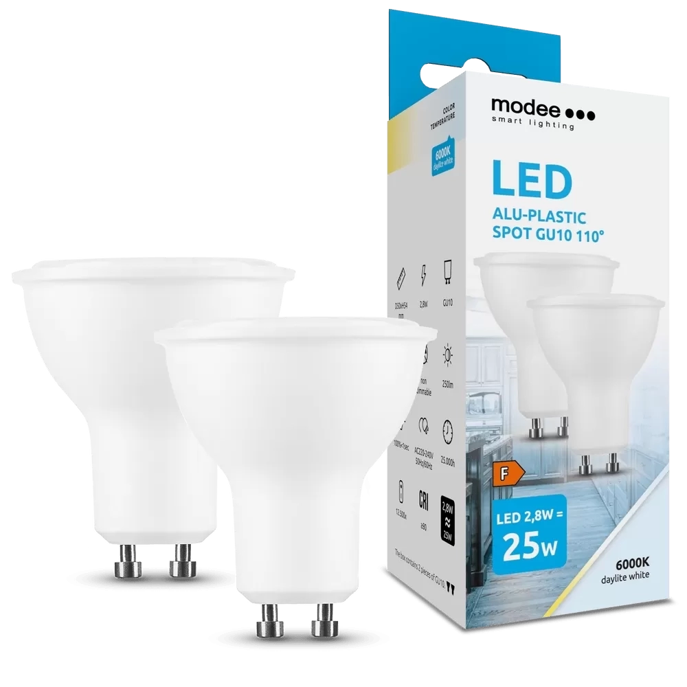 Modee Lighting LED Izzó Spot Alu-Plastic 2,8W GU10 110° 6000K (250 lumen) ERP B2