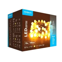 Modee Karácsonyi LED Füzér Berry Plastic Adapteres (100LED/10m/10cm) warm