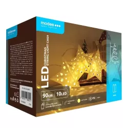 Modee Karácsonyi LED Füzér Dekor Elemes C3029 (10LED/90cm/10cm) warm