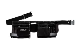 GROSLEY szerelő öv, velúr bőr – 10 zsebes, szürke