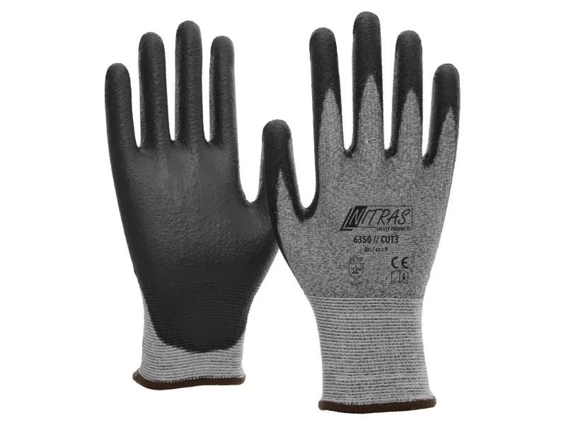 Vágásbiztos mártott kesztyű speciális szürke fonallal, CUT 3, méret: 9