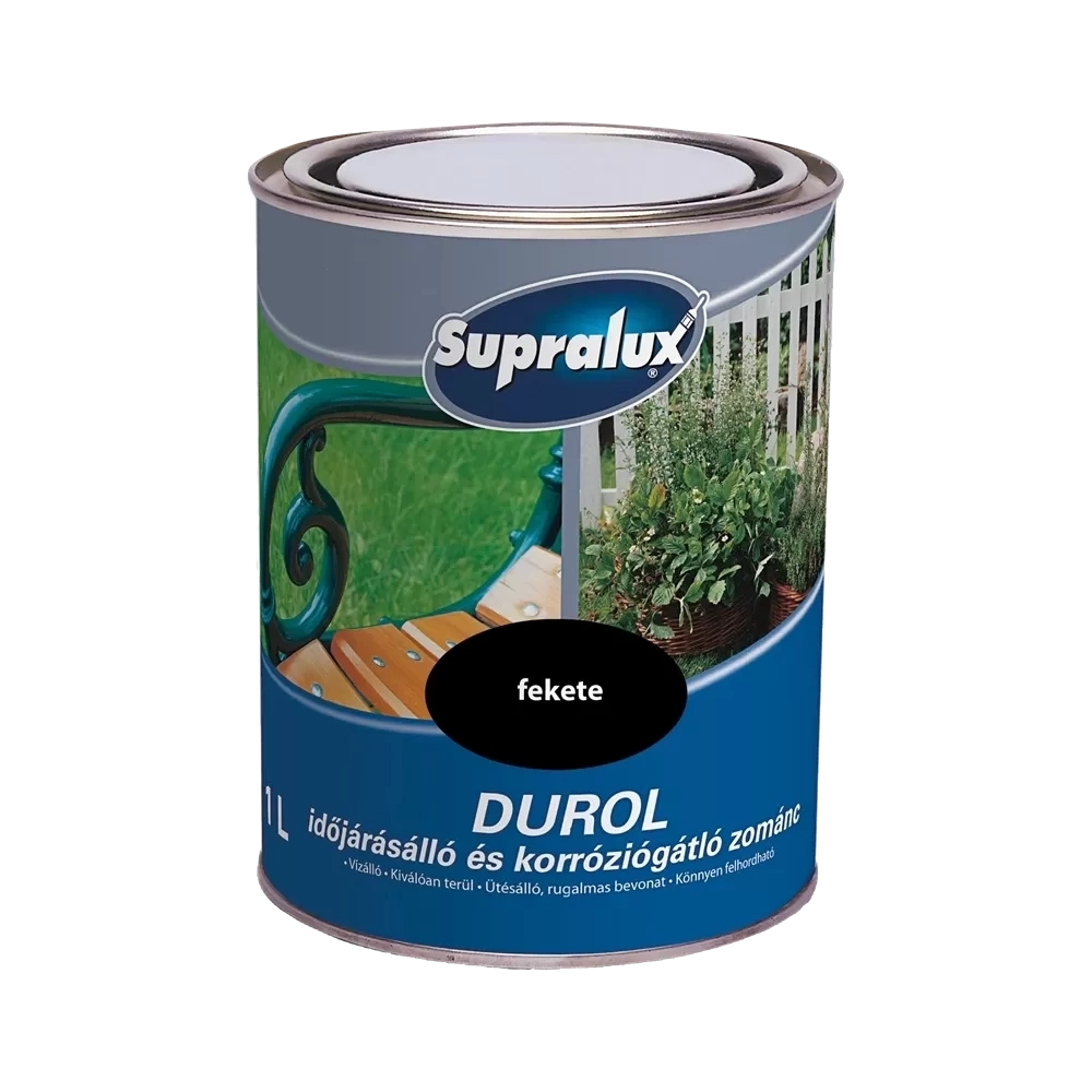 Supralux Durol időjárásálló zománc FEKETE 1L